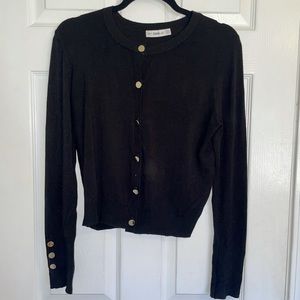 ZARA Size Small Black Cardigan with Gold Buttons